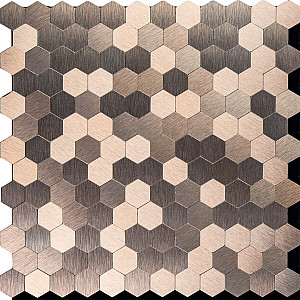 Самоклеюча алюмінієва плитка 300х300х3мм Мозаїка рожеве золото SW-00001930