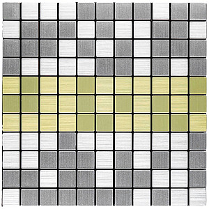 Самоклеюча алюмінієва плитка 300х300х3мм Срібна із золотом мозаїка SW-00001826