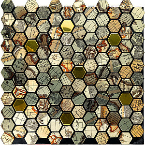 Самоклеюча алюмінієва плитка 300х300х3мм Золота луска SW-00001934