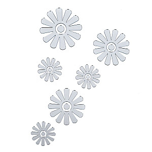 Дзеркальний декор акриловий самоклеючий Квіти срібло, 6шт (D) SW-00002519