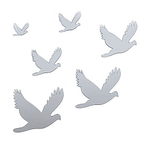 Дзеркальний декор акриловий самоклеючий Птахи срібло, 6шт (D) SW-00002520
