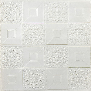 Самоклеюча декоративна настінно-стельова 3D панель 700х700х3мм Білий(114-3) SW-00000697