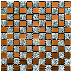 Мозаїка з декоративного скла 298х298х4,5мм Сірий+оранж SW-00002361