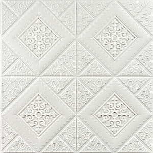 Самоклеюча декоративна настінно-стельова 3D панель вензеля в ромбі 700х700х5мм (374) SW-00000881