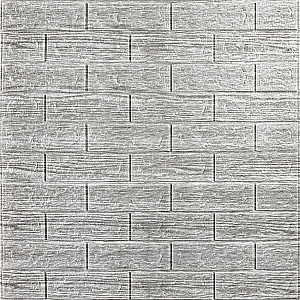 Самоклеюча декоративна 3D панель 700х770х5мм Сіра смужка цегла (183) SW-00000488