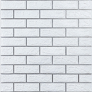 Самоклеюча 3D панель 700х770х3мм Біла цегла смужка срібло (100-3) SW-00000752