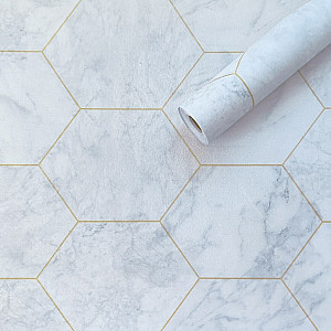 Самоклеюча плівка 0,45х10м х 0,07мм Малахітовий мармур золоті соти SW-00001214