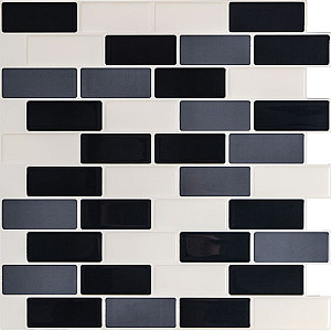 Самоклеюча поліуретанова плитка чорна сіра молочна цегла 305х305х1мм (D) SW-00001329