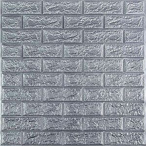 3D панель самоклеюча 700х770х3мм цегла Срібло (017-3) SW-00000230