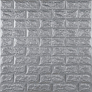 3D панель самоклеюча 700х770х7мм цегла Срібло (017-7) SW-00000059