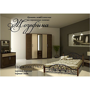 Ліжко Жозефіна на дерев’яних ніжках Метал-дизайн