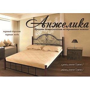 Ліжко Анжеліка на дерев’яних ніжках Метал-дизайн
