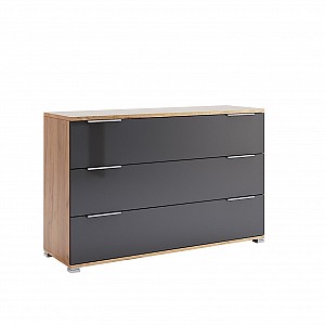 Комод Луна 3шх. (Дуб Крафт/НапівМат Лава), Міромарк, LN-63-LV