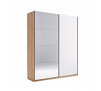 Шафа-купе Асті 1.5х2.1м. (Глянець Білий/Дзеркало), Міромарк