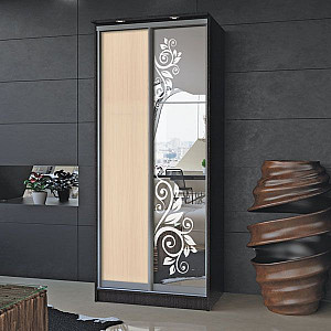 Шафа-купе 2д (1 шт. дсп дуб молочний, 1 шт. худ.мат. № 166) Mebel Star