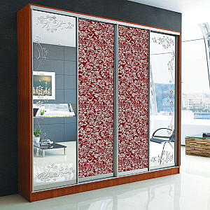 Шафа-купе 4д (2 шт. мдф лак флоренція червона, 2 шт. худ. мат. № 251) Mebel Star