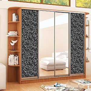 Шафа-купе 4д (2 шт. мдф лак флоренція чорна, 2 шт. дзеркало) Mebel Star