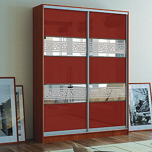 Шафа-купе 2д (комбі № 5 мдф лак феррарі) Mebel Star