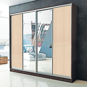 Шафа-купе 4д (2 шт. дсп дуб молочний, 2 шт. дзеркало) (m-s) Mebel Star