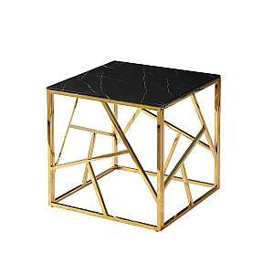Журнальний столик ESCADA B II чорний еф.мармуру/золото 55x55