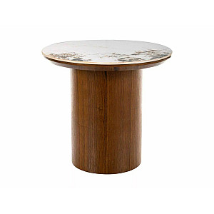 Журнальний столик RONDO білий PANDORO/горіх д.45*50