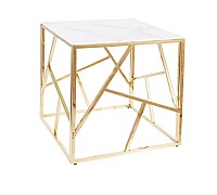 Журнальний столик ESCADA B II білий ефект мармуру/золото 55X55