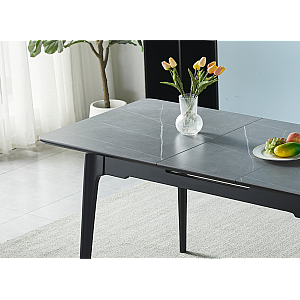 Стіл BERLIN CERAMIC 140(180)*80 сірий мат/чорний каркас