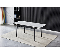 Стіл BONN CERAMIC 130(180)*80 білий глянець/чорний каркас