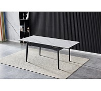 Стіл BONN II CERAMIC 140(200)*90 білий глянець/чорний каркас