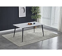 Стіл SABA CERAMIC 130*70 білий глянець/чорний каркас