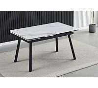 Стіл MADRID CERAMIC 140(200)*85 білий глянець/чорний каркас