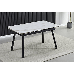 Стіл MADRID CERAMIC 140(200)*85 білий глянець/чорний каркас