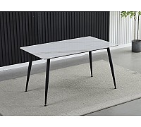 Стіл KING CERAMIC 140*80 білий глянець/чорний мат каркас
