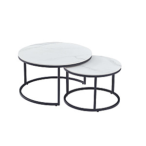 Журнальний столик FLORIDA A білий глянець еф.мармуру/чорний (к-кт)