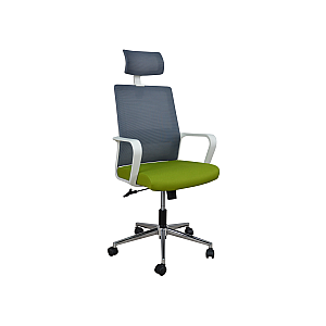 Крісло поворотне WIND сіре/зелене/білий каркас