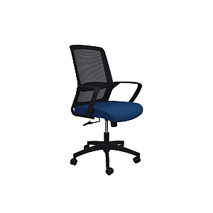 Крісло поворотне IRON чорне/синє/чорний каркас