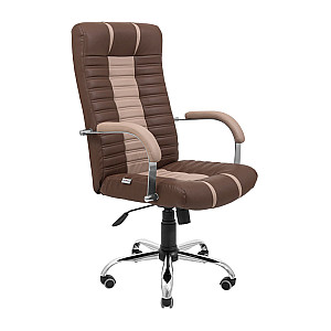 Крісло Richman Атлант Хром П1 M-1 (Tilt) Канзас Браун + Канзас Латте