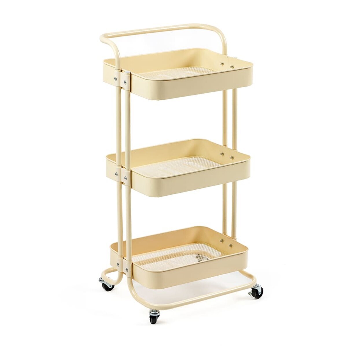 Етажерка мобільна триярусна універсальна з металу 45х37х82см Кремова SW-00002105