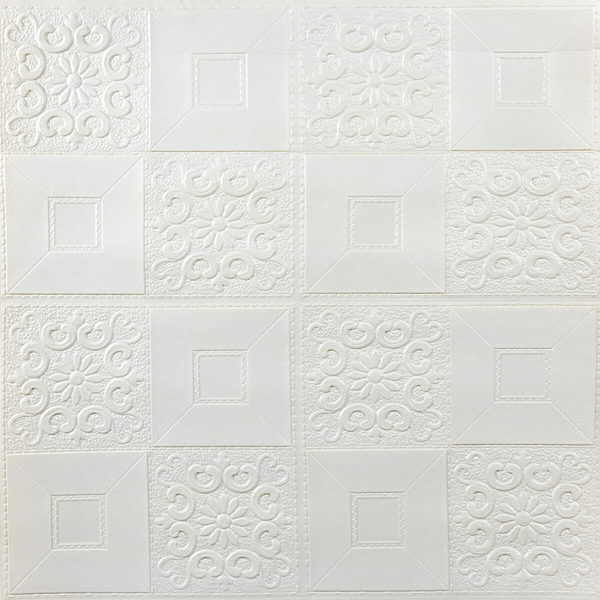 Самоклеюча декоративна настінно-стельова 3D панель 700х700х3мм Білий(114-3) SW-00000697