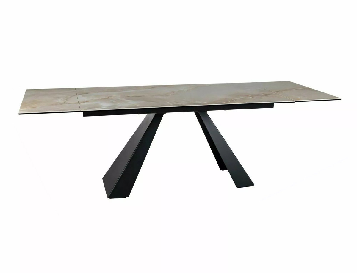 Стіл SALVADORE CERAMIC 160(240)*90 бежевий ONICE ORO/чорний мат