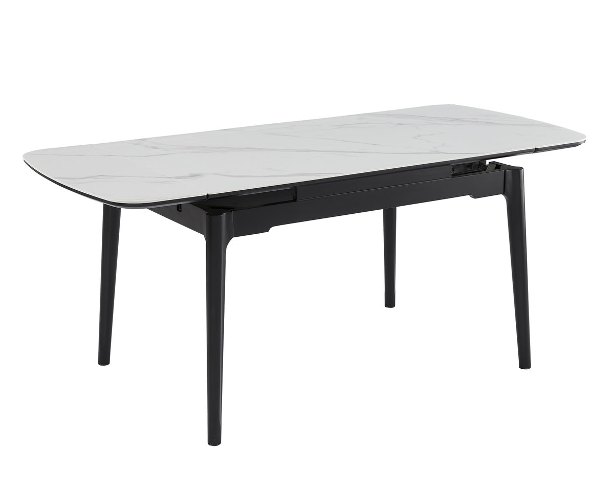 Стіл DUBLIN CERAMIC 120(180)*80 білий мат/чорний каркас